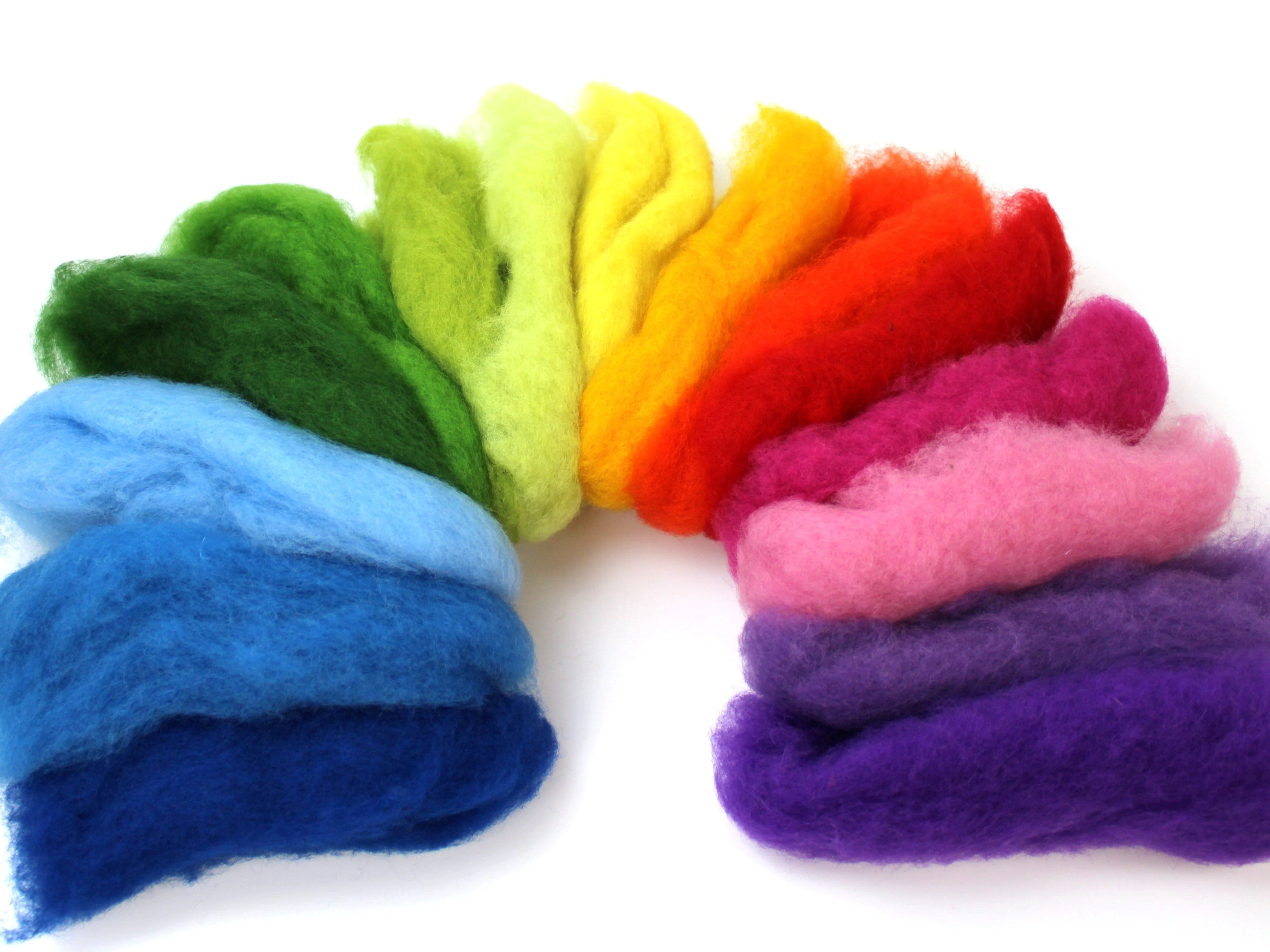 Rainbow Mix x 15 colours - Merino and Mountain Sheep Batts 150g - Image 2