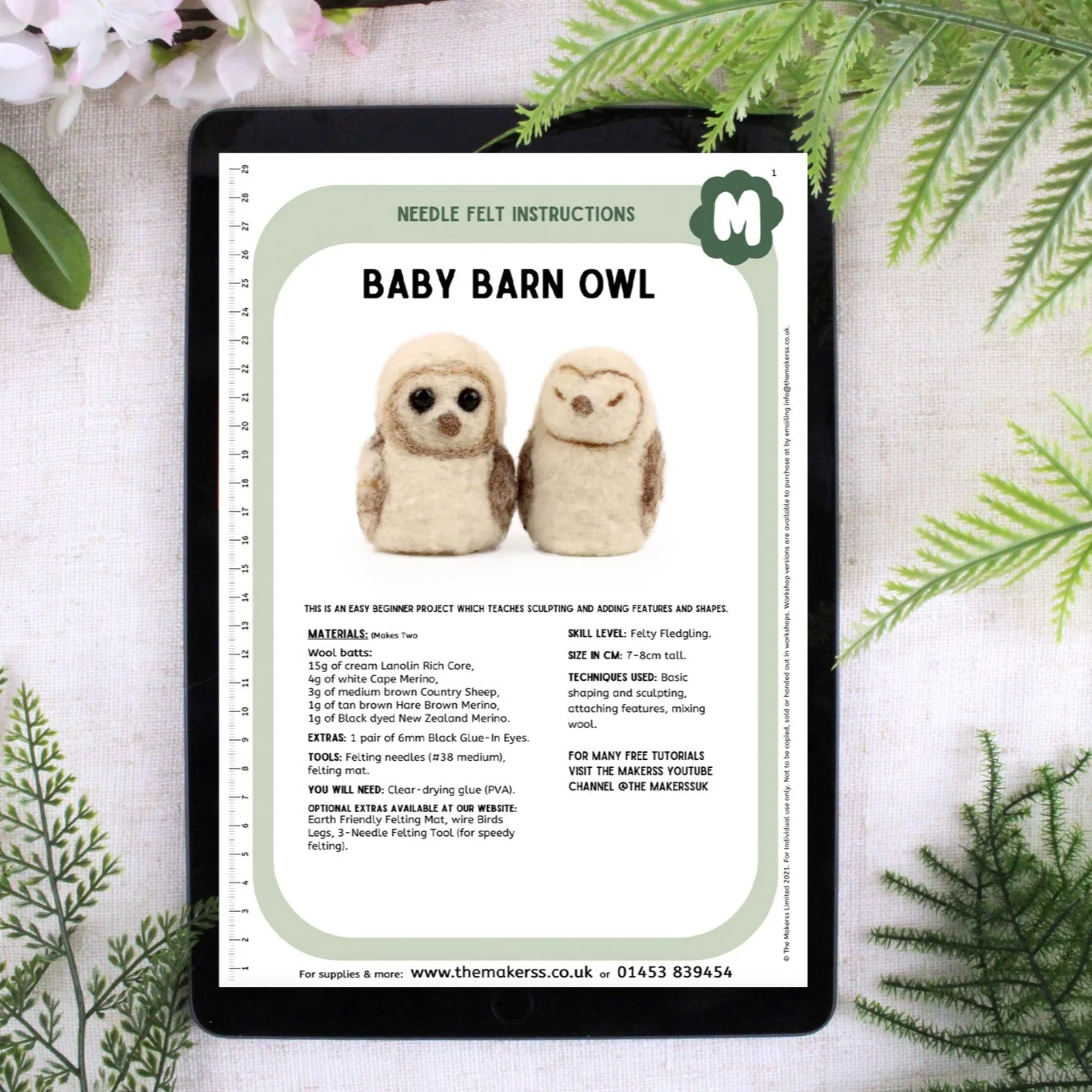 Baby Barn Owl Small Needle Felt Kit - Image 4