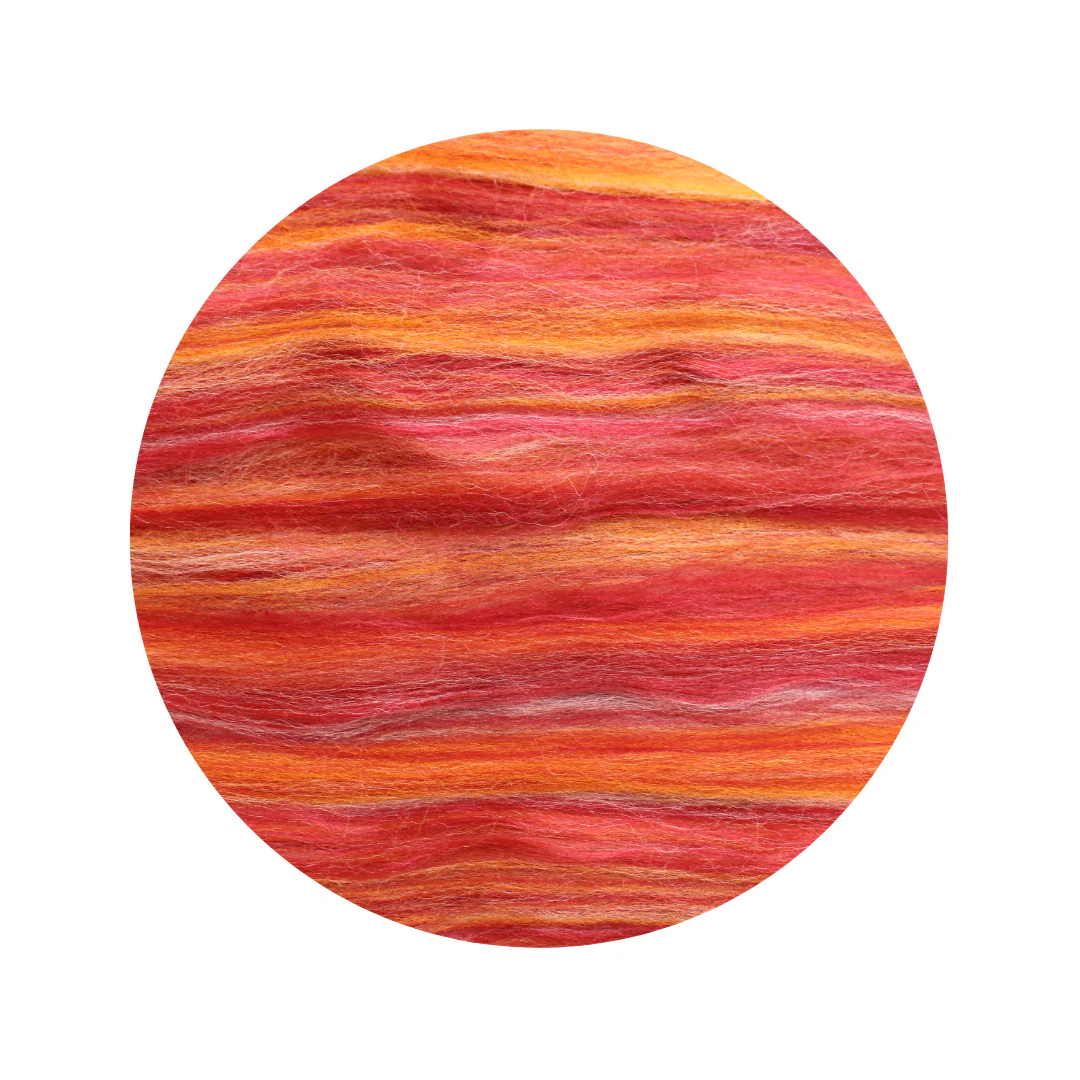 Blood Orange dyed Merino Bamboo Mix Wool Tops