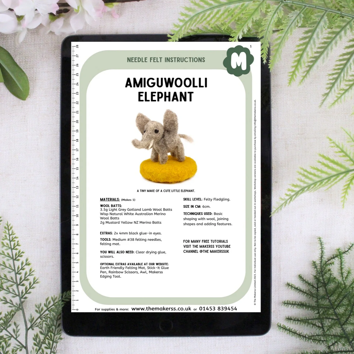 Elephant Amiguwoolli Mini Needle Felt Kit - Image 4