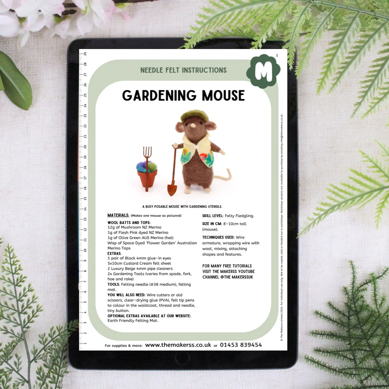 Gardening Mouse Small Needle Felt Kit - Image 4