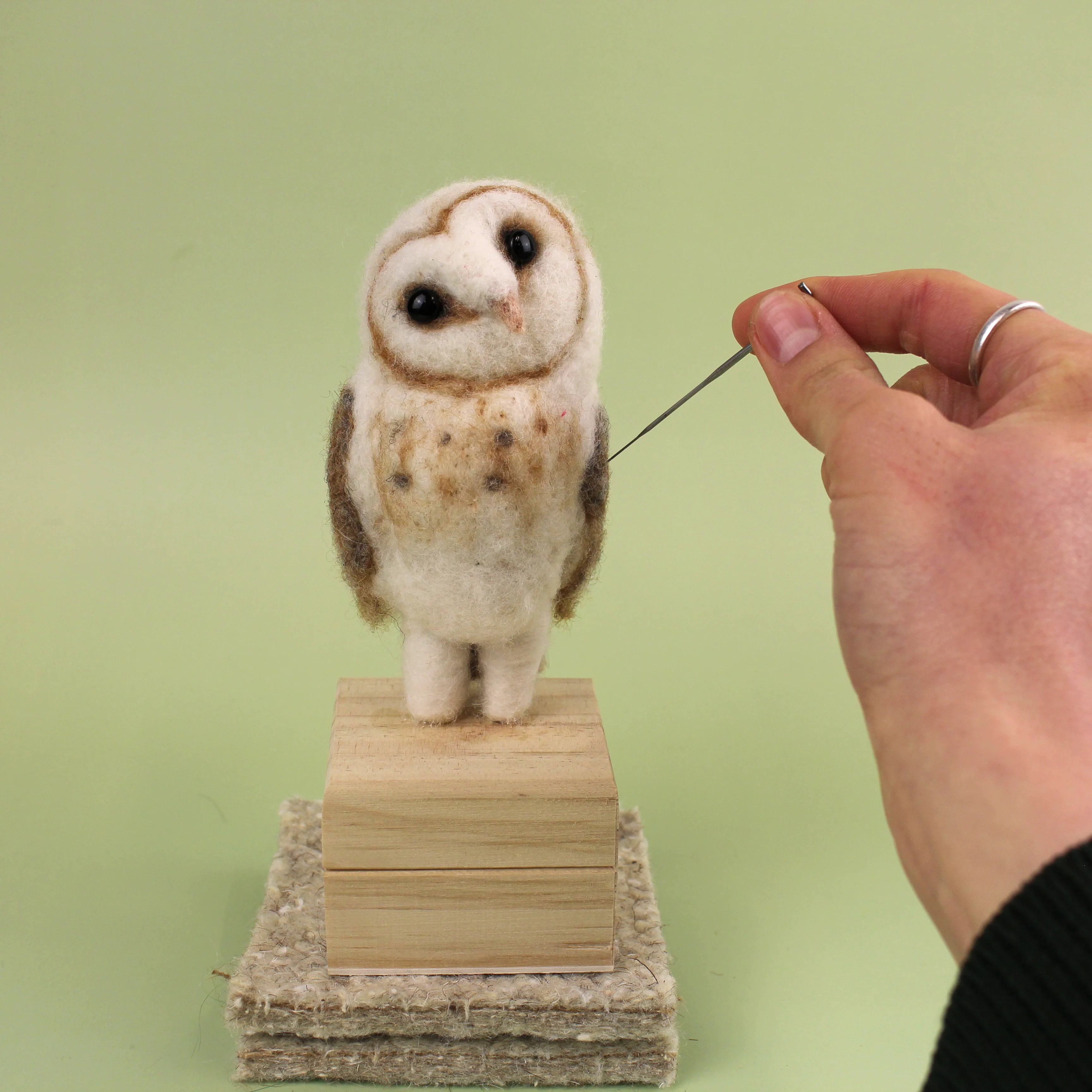 New! Owl on Trinket Box Small Needle Felt Kit - Image 3