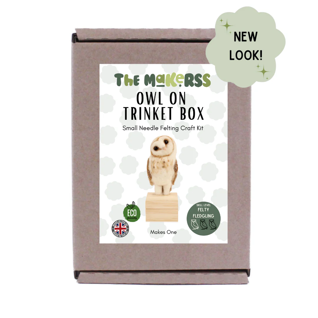 New! Owl on Trinket Box Small Needle Felt Kit - Image 4