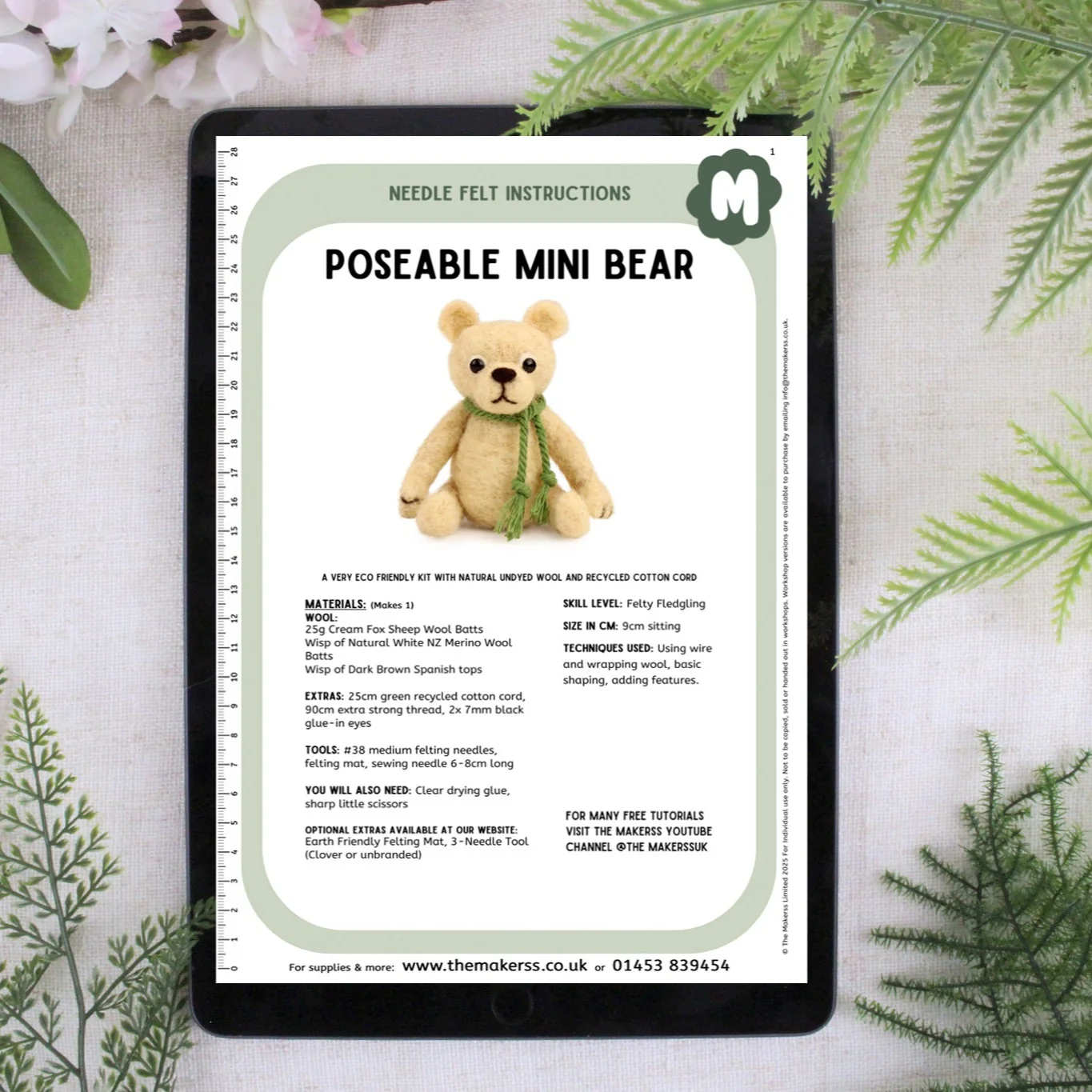 Poseable Mini Bear Small Needle Felt Kit - Image 6