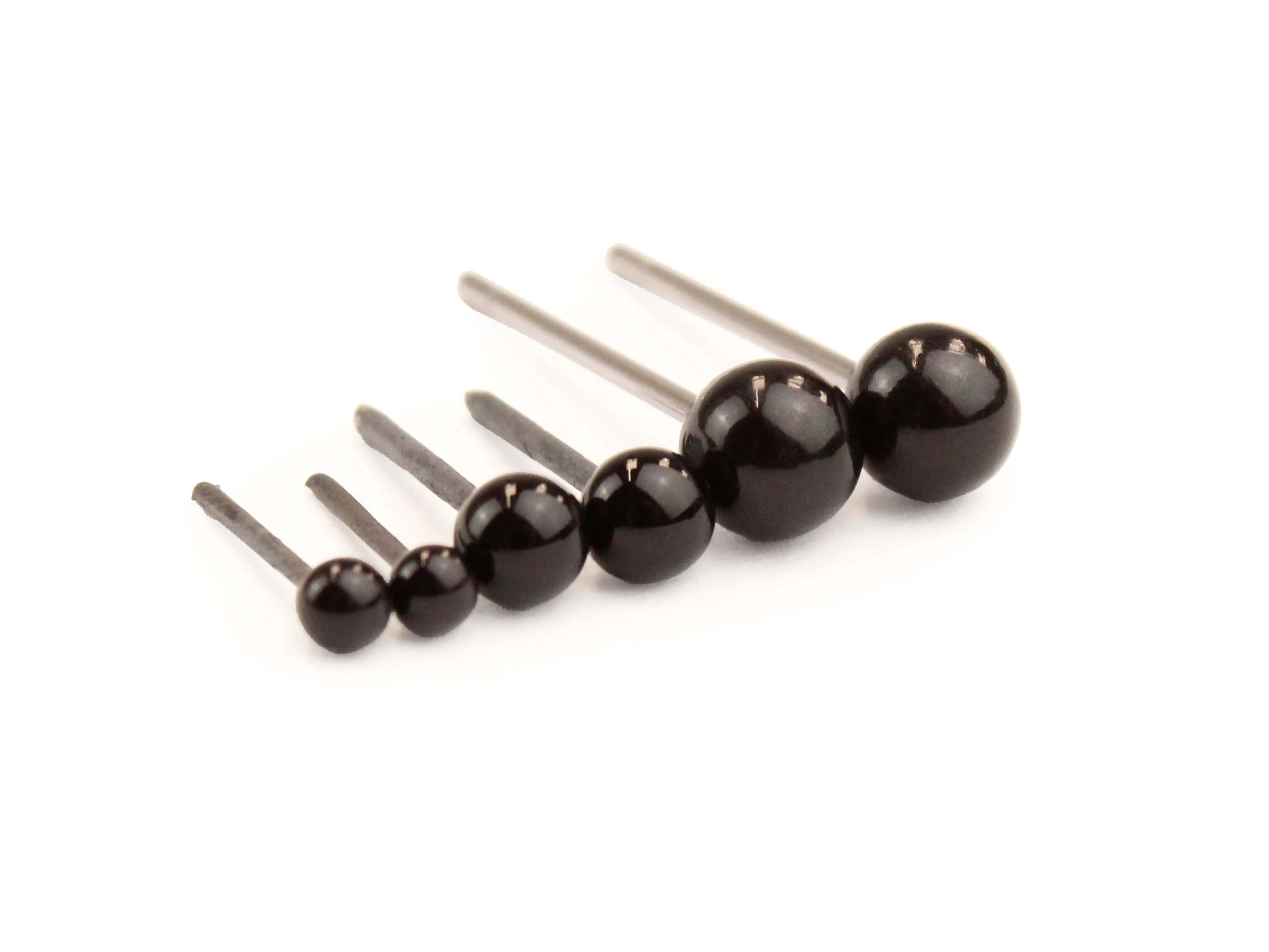 Round Black Glue-In Glass Eyes 2,3,4, 5mm options - pack of 100