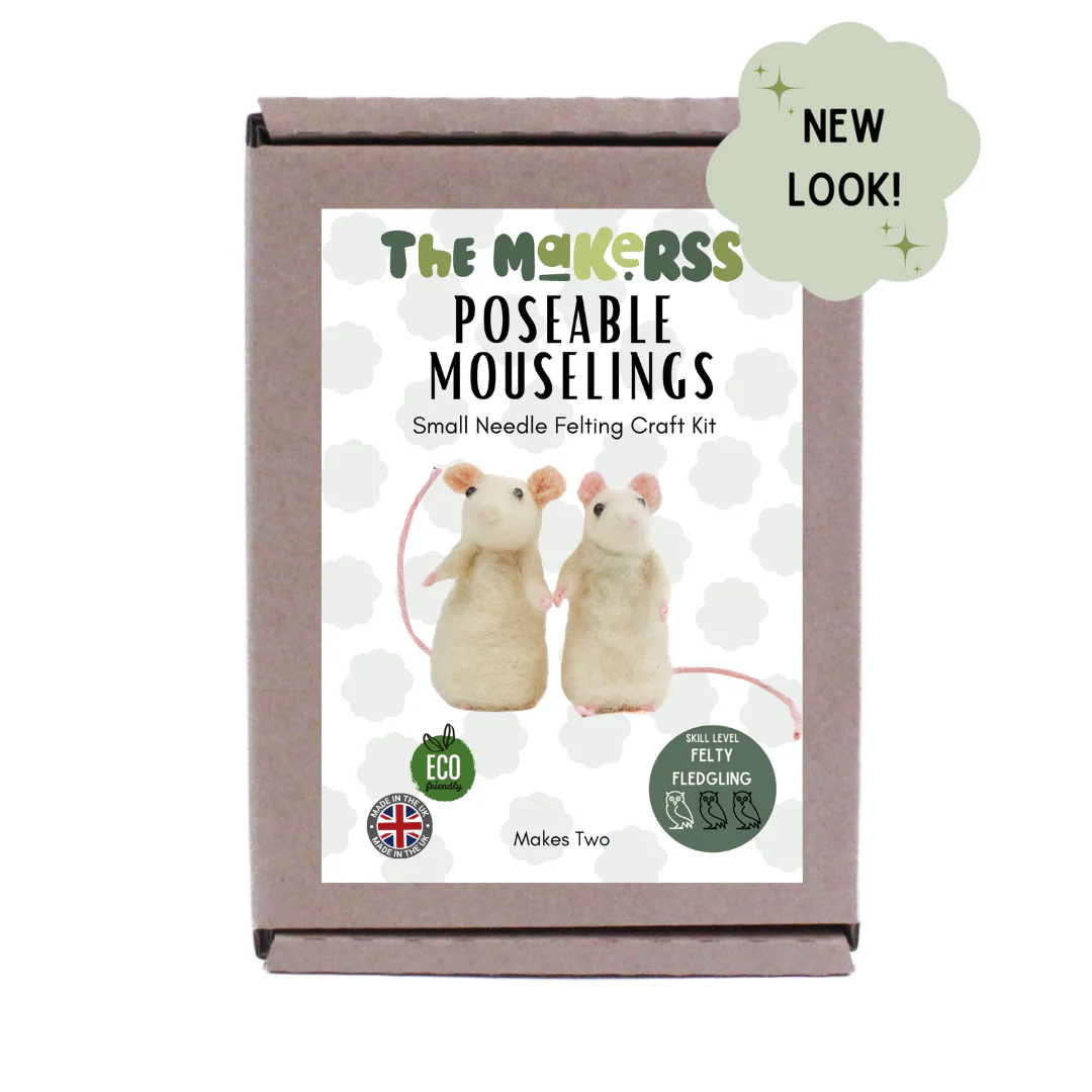 White Pose-able Mouseling Small Needle Felt Kit - makes two - Image 4